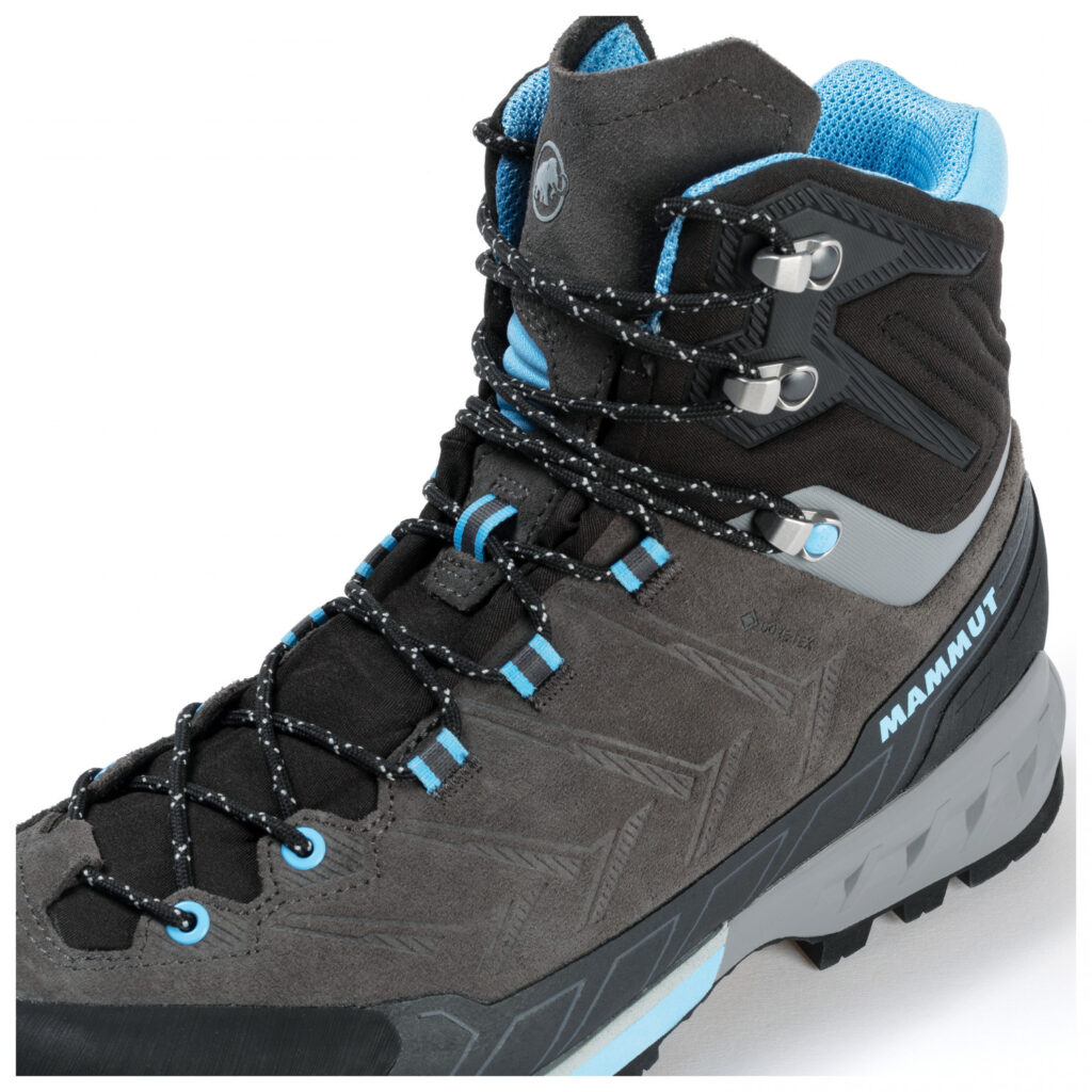 Mammut Kento Tour High GTX Damen grau-hellblau Wanderschuh Detailansicht Schnürung