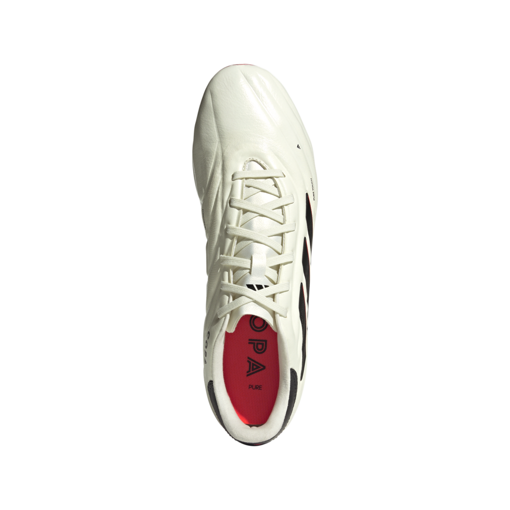 didas Copa Pure 2 Pro FG Fußballschuh in Cremeweiß/Rot – oben