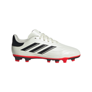 adidas Copa Pure 2 Club FxG Kinder-Fußballschuh in Cremeweiß/Rot – Seitenansicht