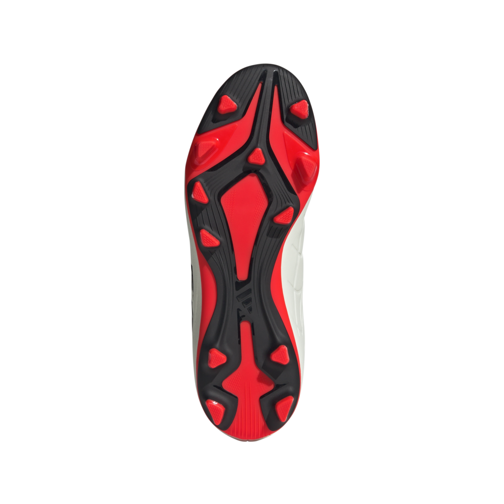adidas Copa Pure 2 Club FxG Kinder-Fußballschuh in Cremeweiß/Rot – Sohle