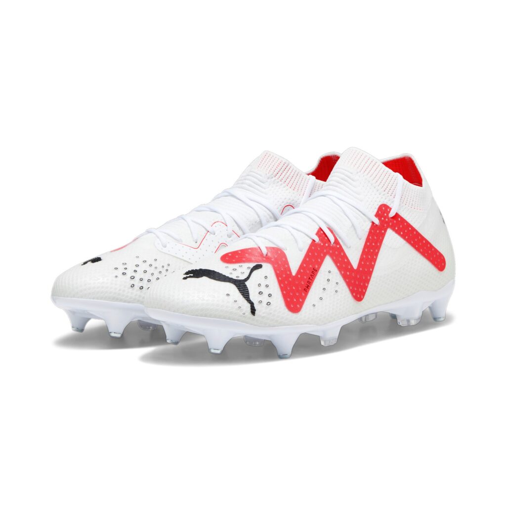 Puma Future Pro MxSG Fußballschuh in Weiß/Rot – Frontalansicht