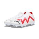 Puma Future Pro MxSG Fußballschuh in Weiß/Rot – Frontalansicht