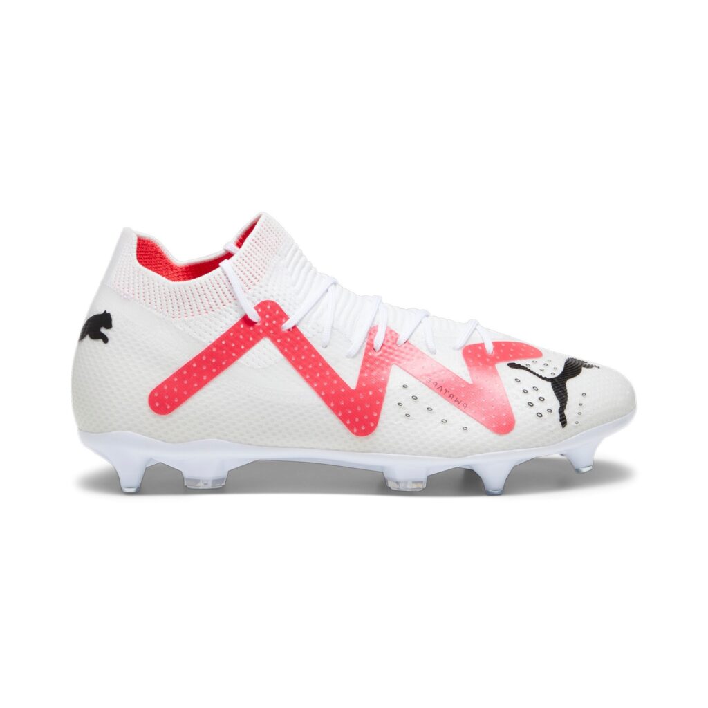 Puma Future Pro MxSG Fußballschuh in Weiß/Rot – Seitenansicht