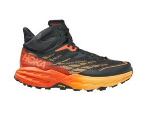 Hoka Speedgoat 5 Mid GTX Herren-Trailrunningschuh in Schwarz/Orange – Seitenansicht