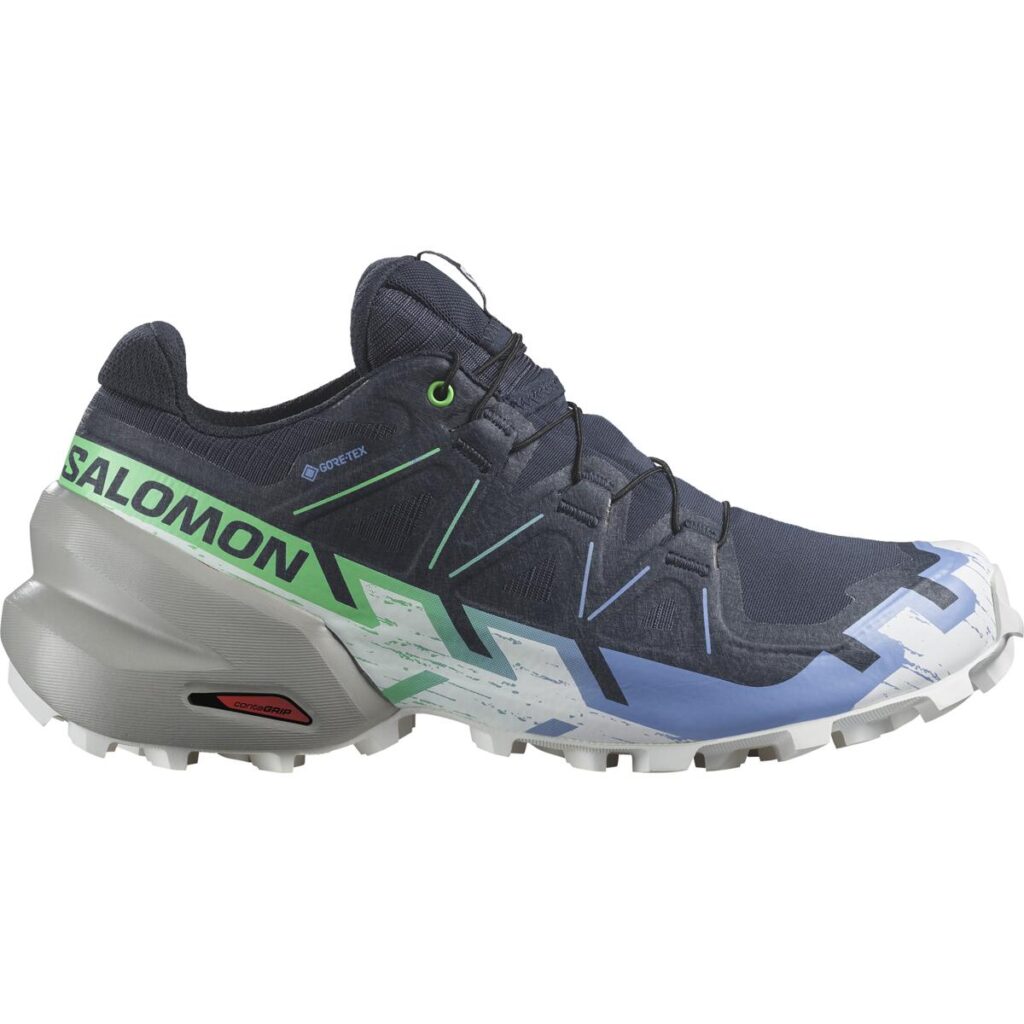 Salomon Speedcross 6 GTX Damen-Trailrunningschuh in Dunkelblau/Grün – Seitenansicht