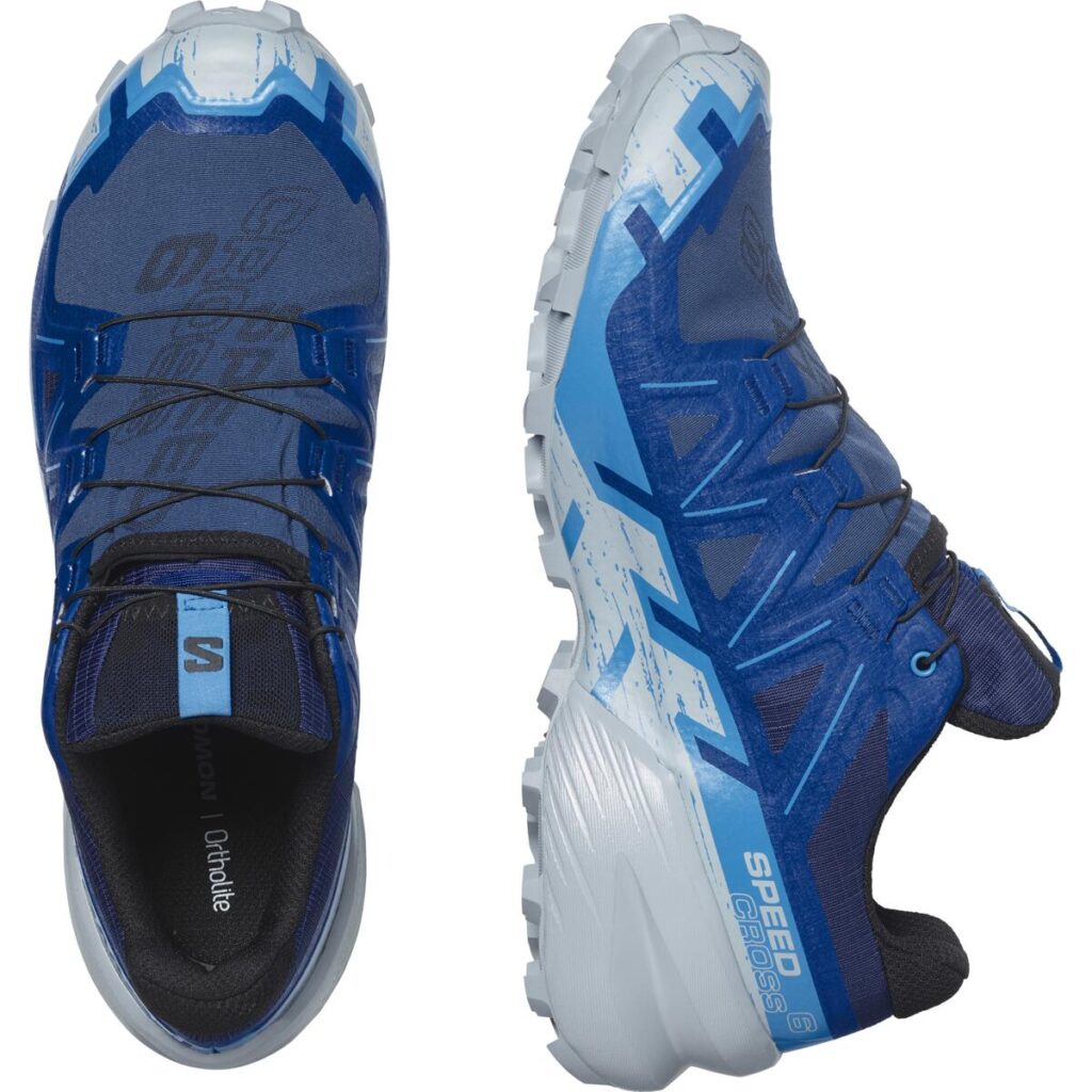 Salomon Speedcross 6 GTX Herren-Trailrunningschuh in Blau – Oberseite und Seitenansicht