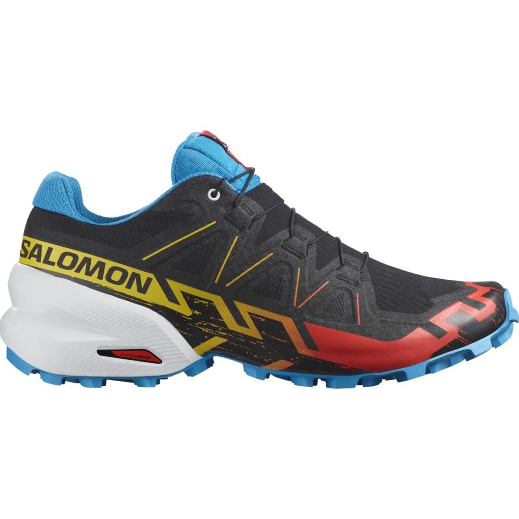 Salomon Speedcross 6 Herren-Trailrunningschuh in Schwarz/Blau/Rot – Seitenansicht