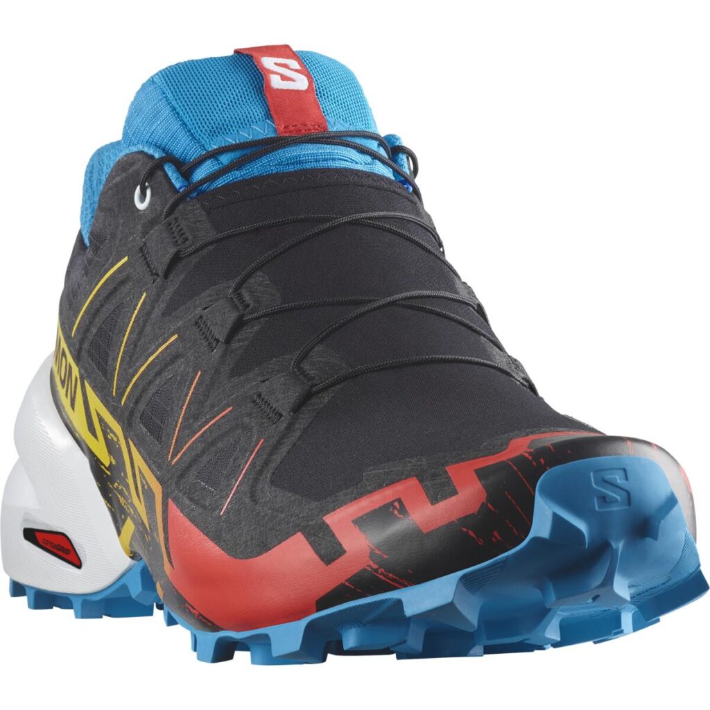 Salomon Speedcross 6 Herren-Trailrunningschuh in Schwarz/Blau/Rot – Vorderseite