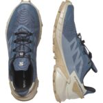 Salomon Supercross 4 GTX Herren-Trailrunningschuh in Blau/Beige – Oberseite und Seitenansicht