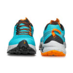 SCARPA Spin Planet Herren-Trailrunningschuh in Türkis/Orange – vorderseite und rueckseite