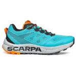 SCARPA Spin Planet Herren-Trailrunningschuh in Türkis/Orange – Seitenansicht