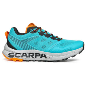 SCARPA Spin Planet Herren-Trailrunningschuh in Türkis/Orange – Seitenansicht