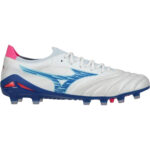 Mizuno Morelia Neo IV Beta Elite FG Fußballschuhe weiss blau Seitenansicht