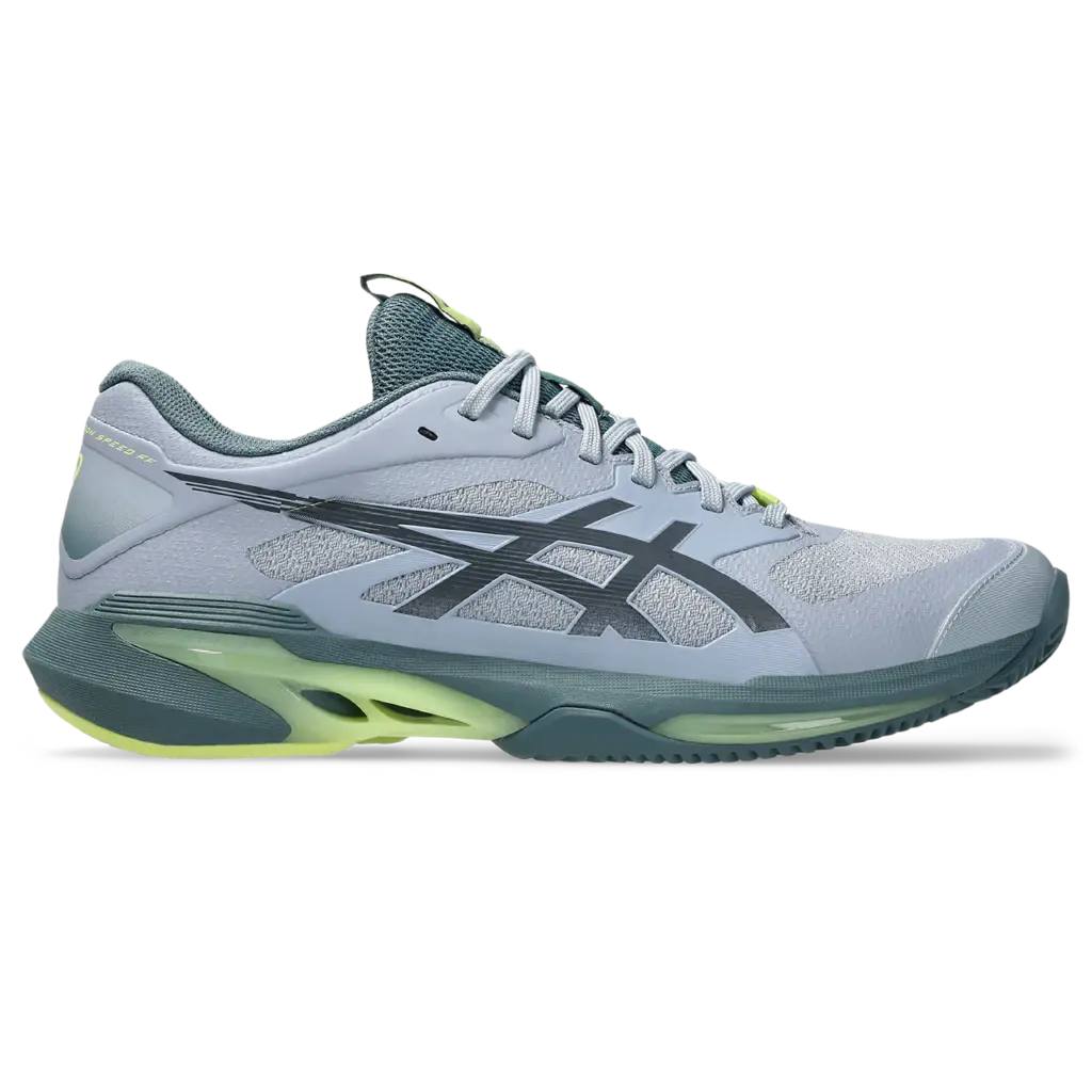 Asics Solution Speed FF 4 Clay Herren Tennisschuh grau blau Seitenansicht