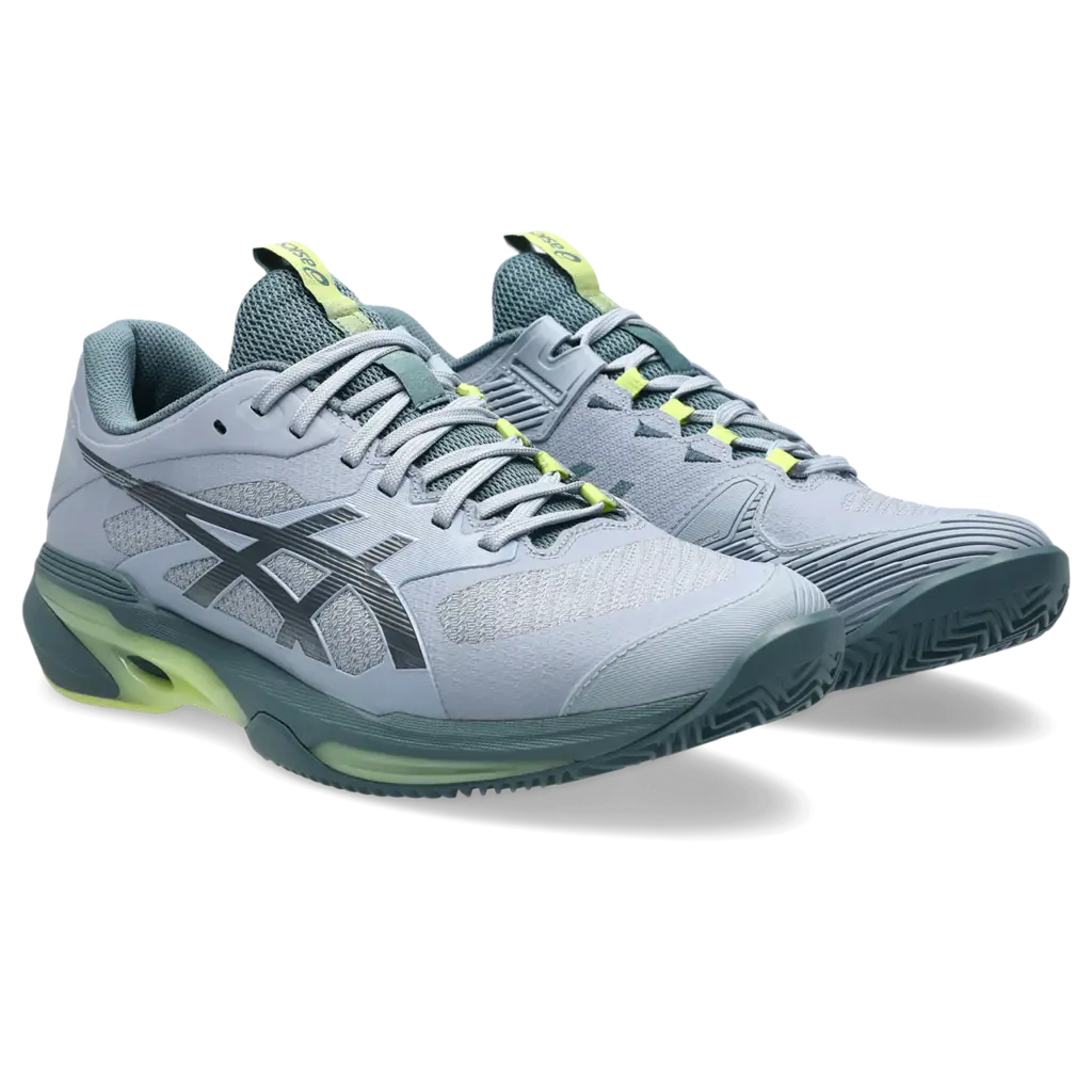 Asics Solution Speed FF 4 Clay Herren Tennisschuh grau blau Vorderseite