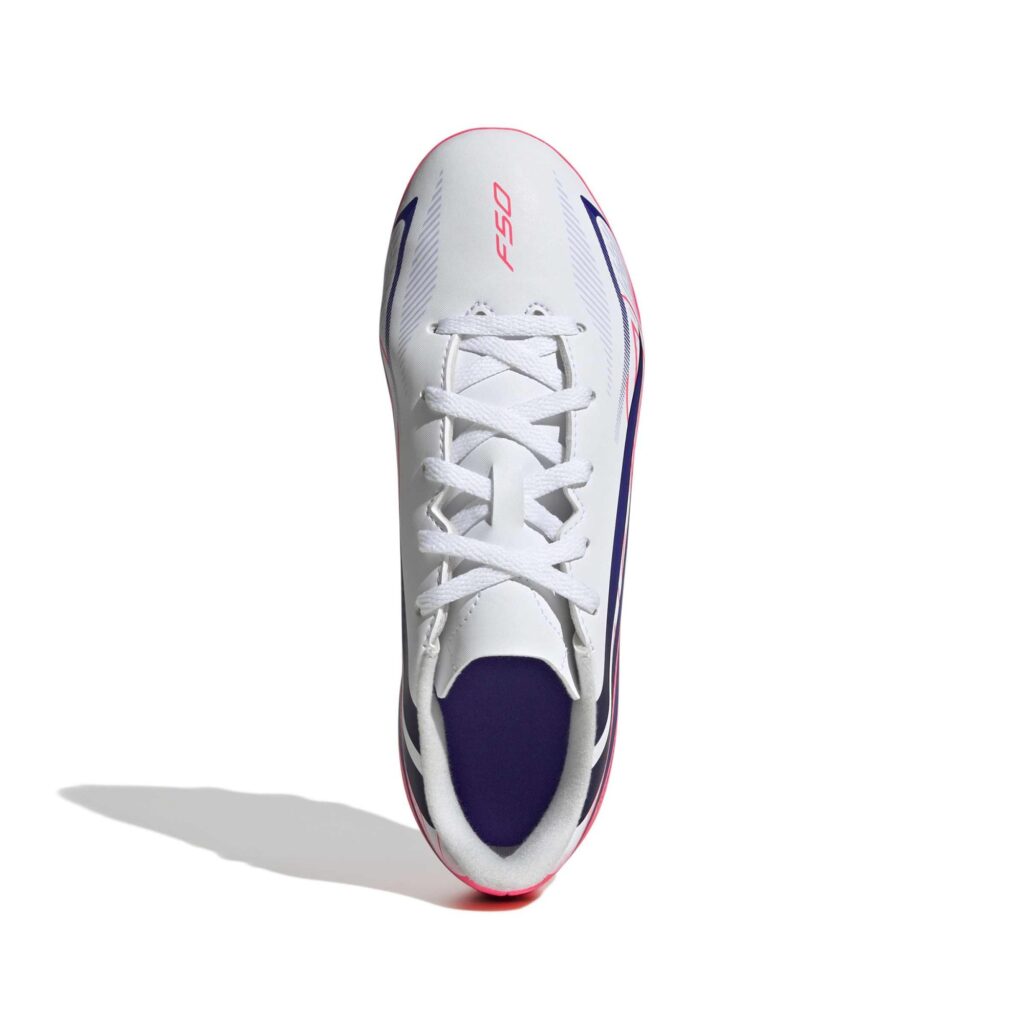 Adidas F50 Hyperfast Club Kinder Fußballschuh weiß-pink Ansicht oben