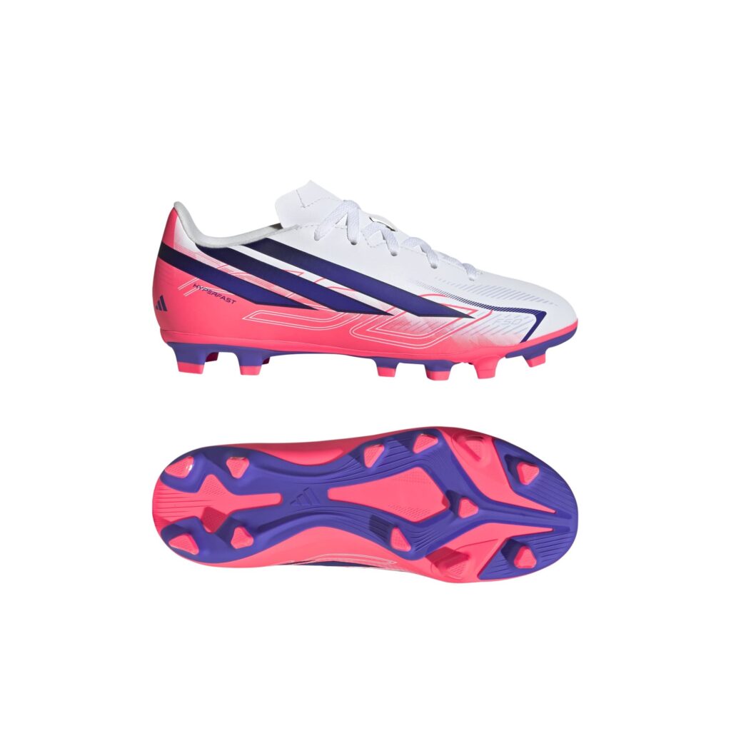Adidas F50 Hyperfast Club Kinder Fußballschuh weiß-pink Detailansicht