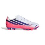 Adidas F50 Hyperfast Club Kinder Fußballschuh weiß-pink Seitenansicht