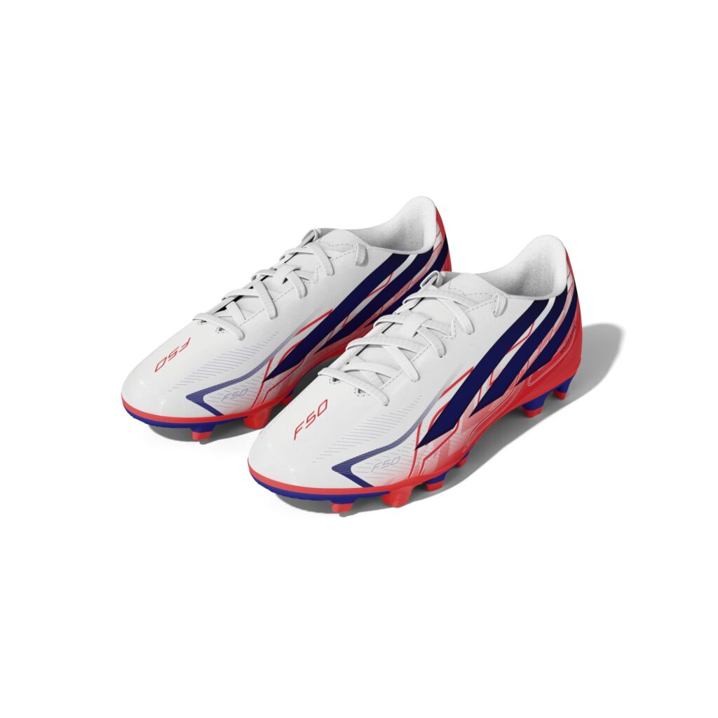 Adidas F50 Hyperfast Club Kinder Fußballschuh weiß-pink Vorderansicht