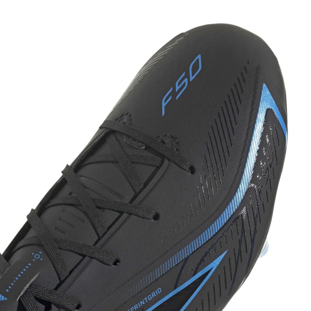 Adidas F50 Hyperfast League FG Fussballschuh schwarz Detailansicht Schnuerung