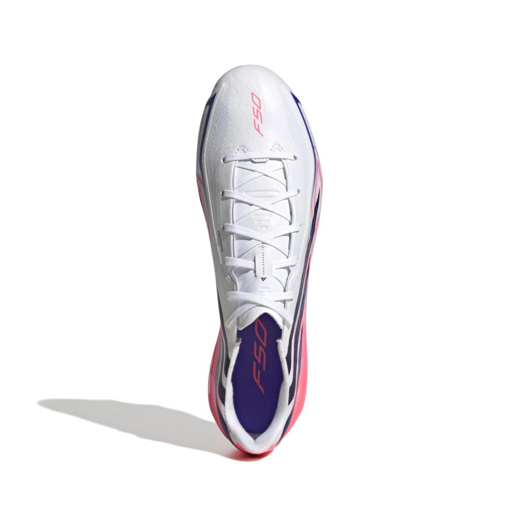 Adidas F50 Hyperfast League FG Fußballschuh weiß-pink Ansicht oben