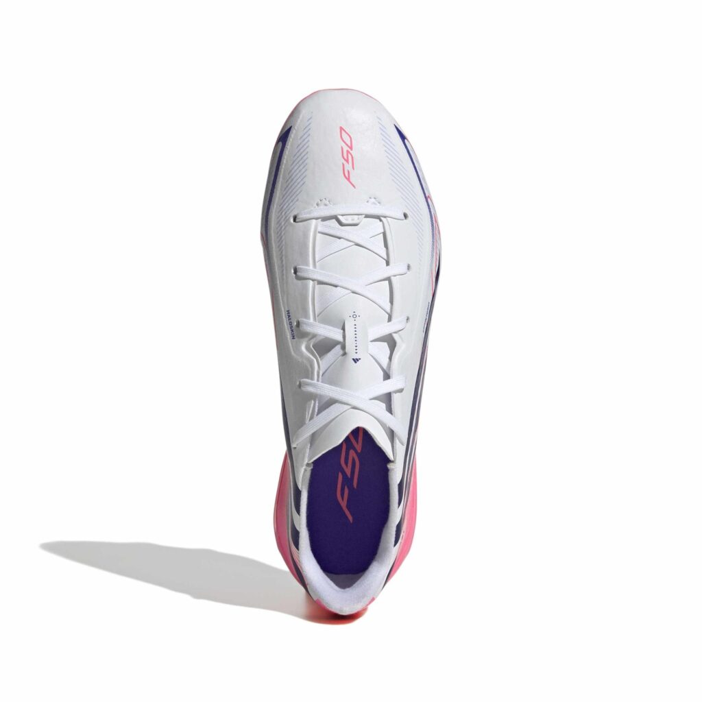 Adidas F50 Hyperfast League Kinder FG Fußballschuh weiß-pink Ansicht oben