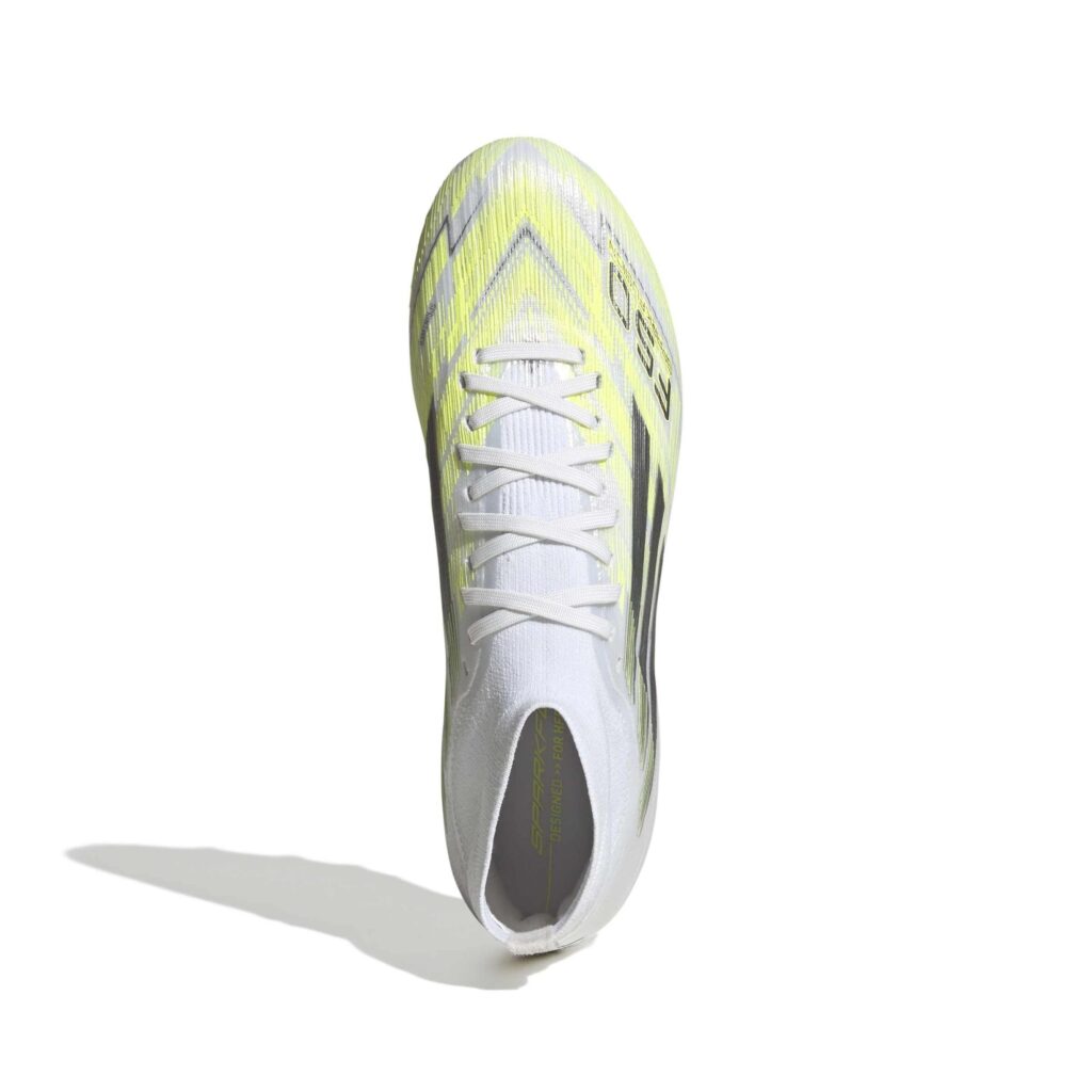 Adidas F50 Sparkfusion Pro FG/MG Damen Fußballschuh weiß-gelb Detailansicht oben