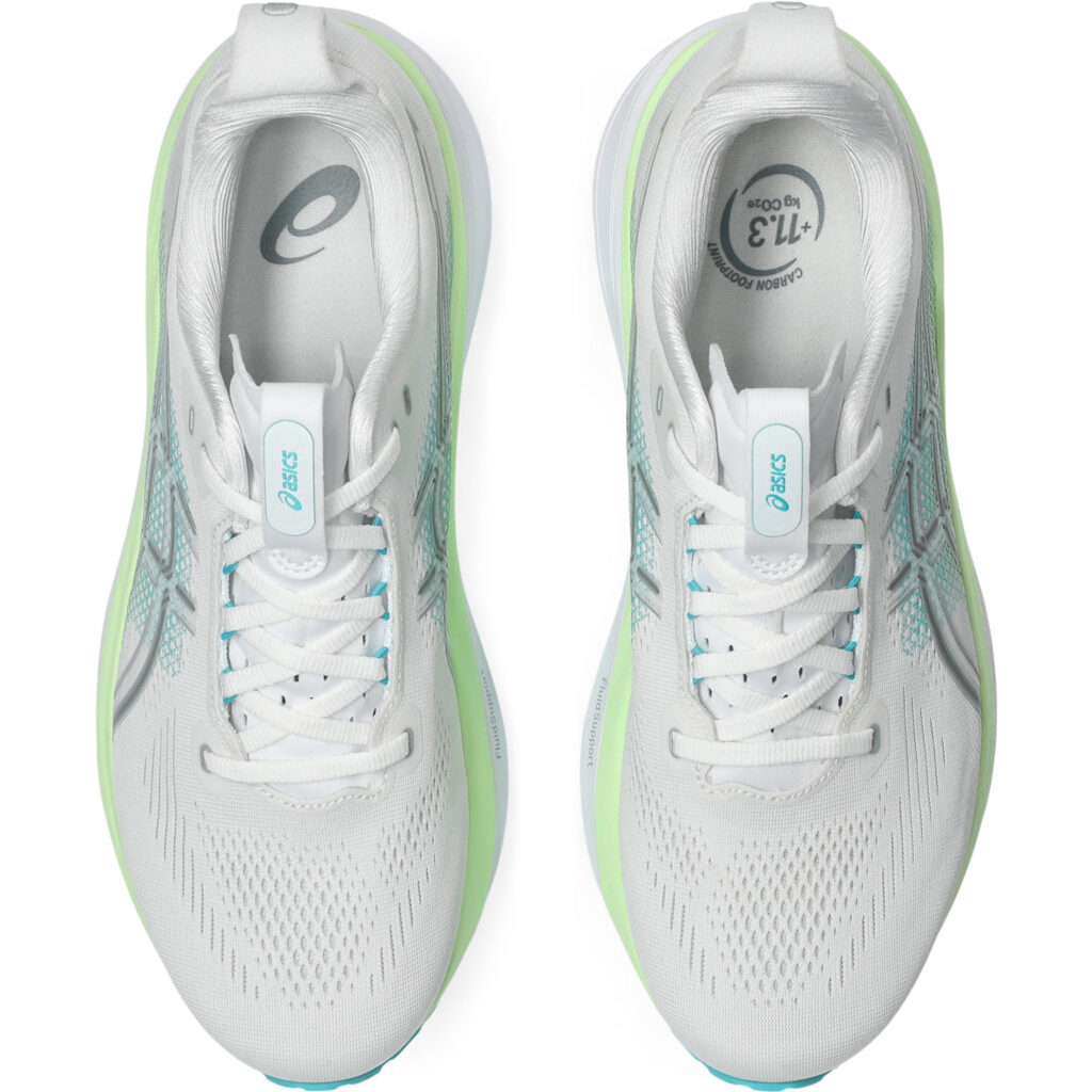 Asics Gel-Kayano 33 Herren Laufschuh weiß/gelb Detailansicht oben