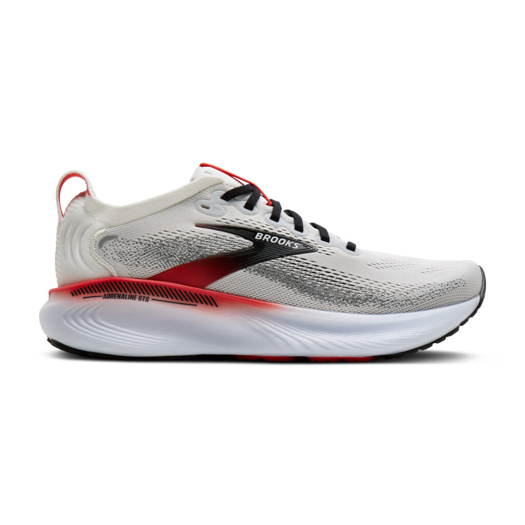 Brooks Adrenaline GTS 25 Herren Laufschuh weiß/rot Seitenansicht