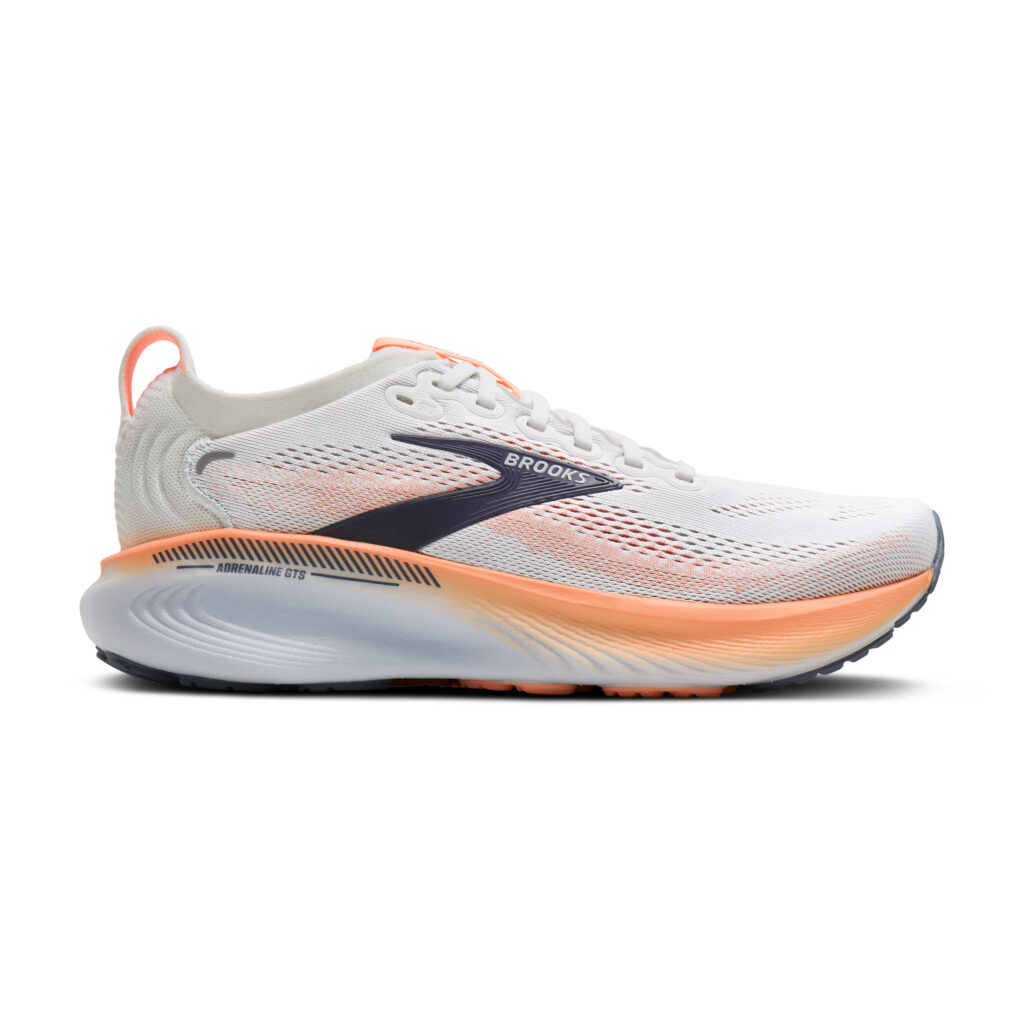 Brooks Adrenaline GTS 25 Damen Laufschuh weiß/orange Seitenansicht