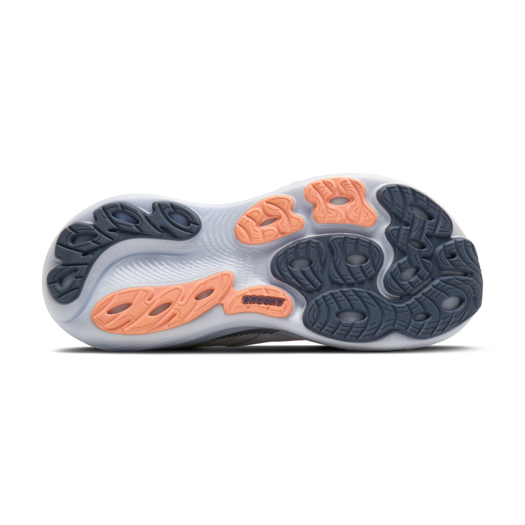 Brooks Adrenaline GTS 25 Damen Laufschuh weiß/orange Sohlenansicht