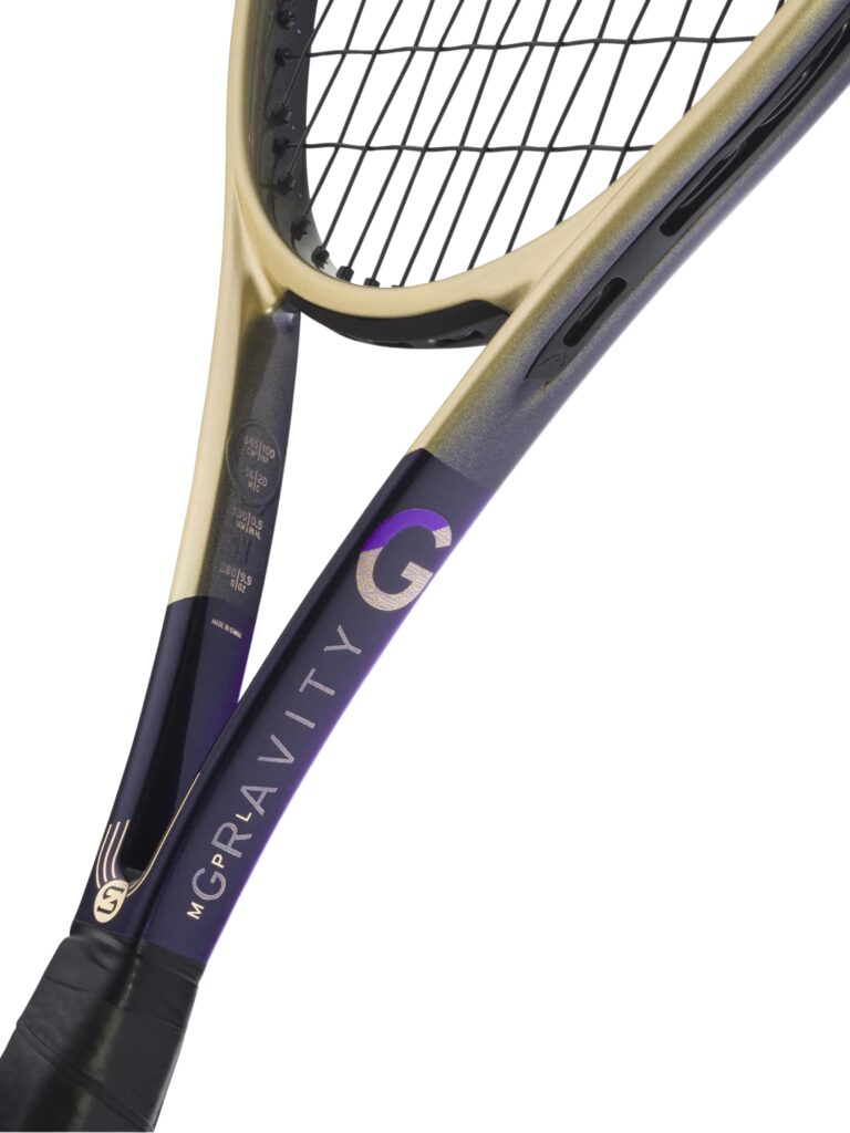 Head Gravity MP L Zverev Tennisschläger goldviolett Detailansicht Mittelbereich