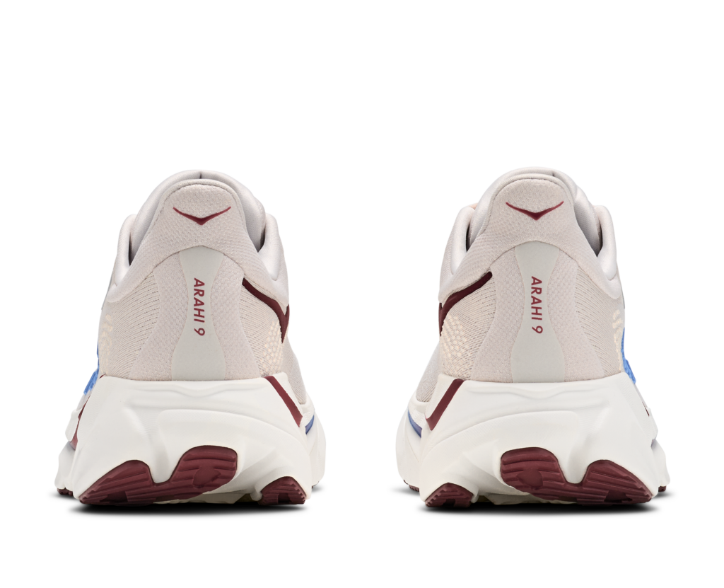 Hoka Arahi 9 Herren Laufschuh beige/blau Hinteransicht
