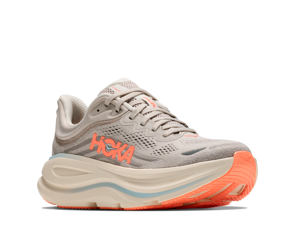 Hoka Bondi 9 Damen Laufschuhe beige orange Vorderansicht