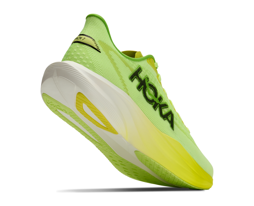 Hoka Mach 7 Herren Laufschuh gelb Detailansicht Sohle
