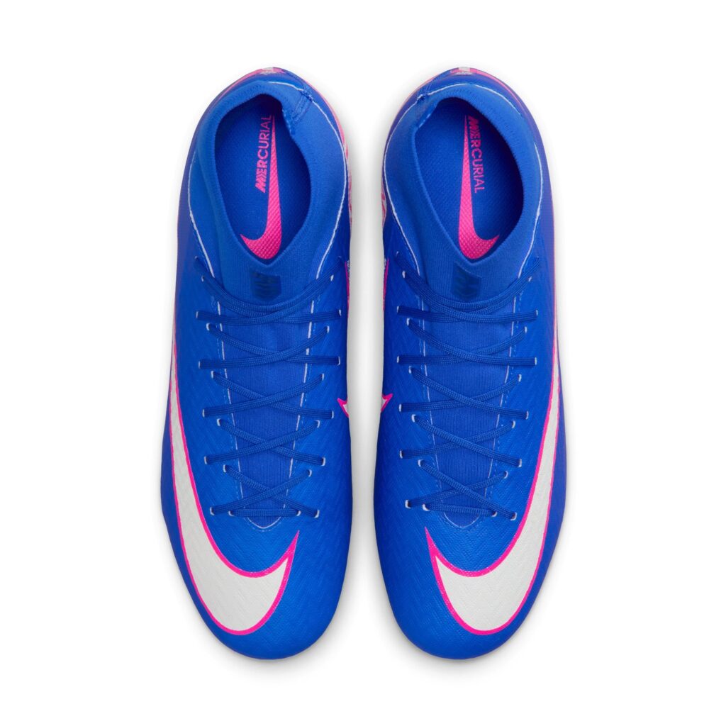 Nike Mercurial Superfly 10 Academy FG/MG Fußballschuh blau/pink Detailansicht oben