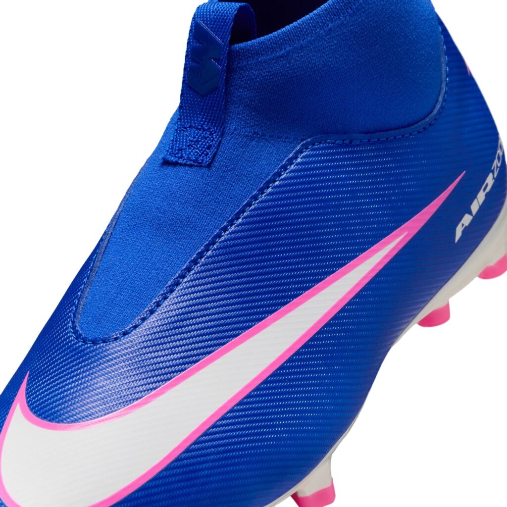 Nike Mercurial Superfly 10 Academy Kinder Fußballschuh blau/pink Detailansicht