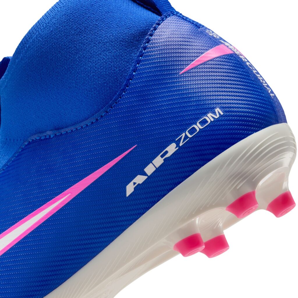 Nike Mercurial Superfly 10 Academy Kinder Fußballschuh blau/pink Detailansicht Hinten