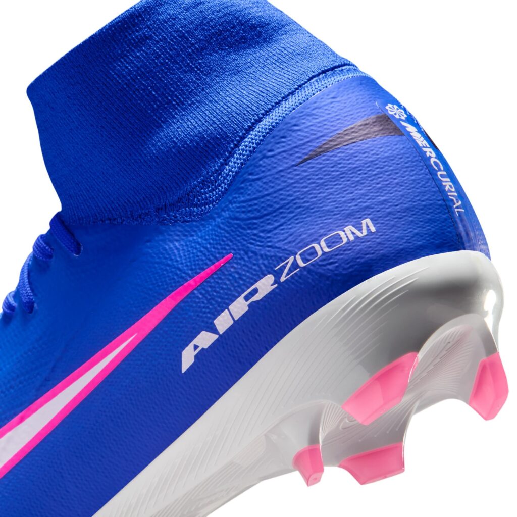 Nike Mercurial Superfly 10 Pro FG Fußballschuh blau/pink Detailansicht Ferse