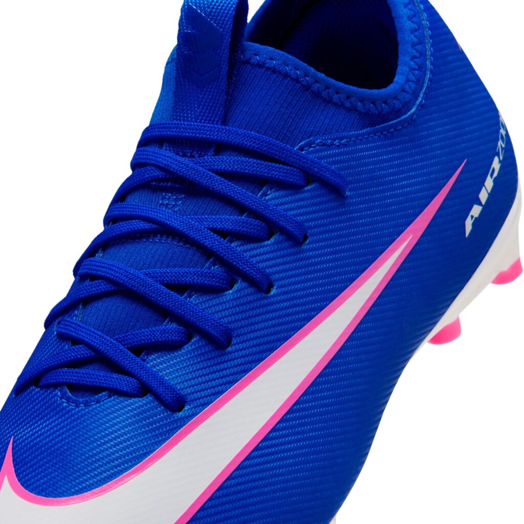 Nike Mercurial Vapor 16 Academy Kinder Fußballschuh blau/pink Detailansicht Schnuerung