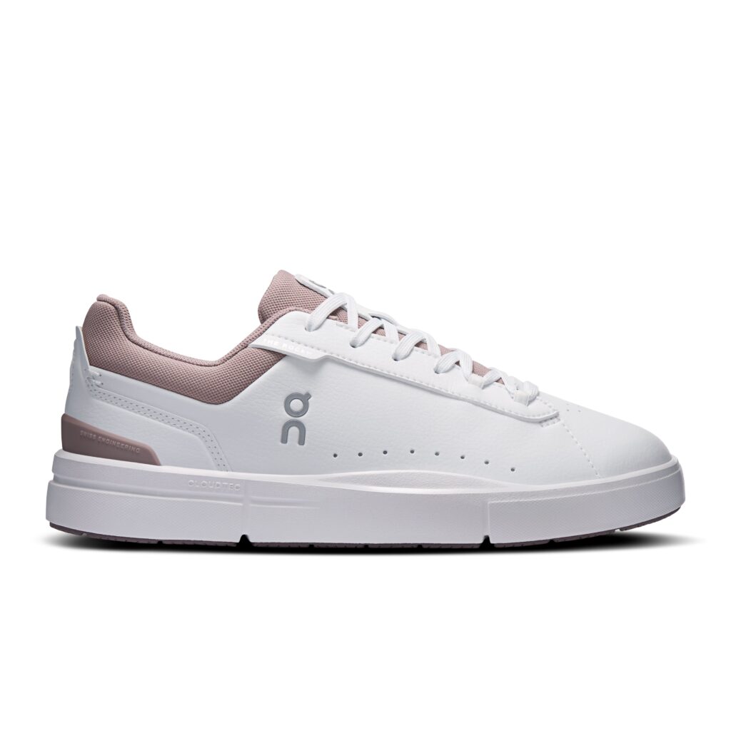 ON The Roger Advantage weiß/rose Sneaker Seitenansicht