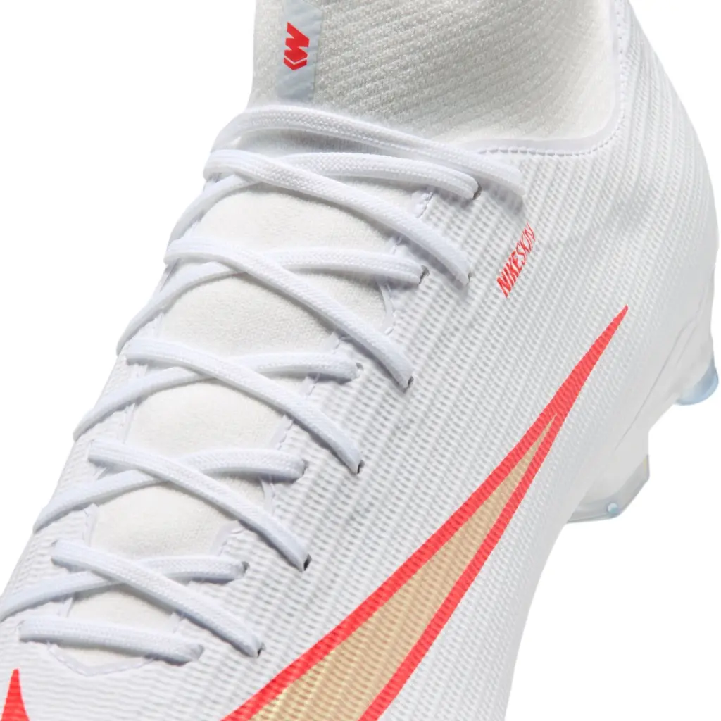 Nike Mercurial Superfly 11 Academy FG/MG Fußballschuh weiß/rot, Detailansicht Schnuerung