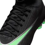 Nike Mercurial Superfly 11 Club FG/MG Kinder schwarz grün Detailansicht Schnuerung