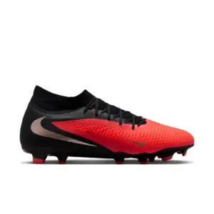Nike Phantom 6 High Academy FG/MG rot-schwarz Fußballschuh, seitliche Ansicht