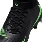 Nike Phantom 6 High Academy FG/MG schwarz-grün – Detailansicht Schnürung und Obermaterial