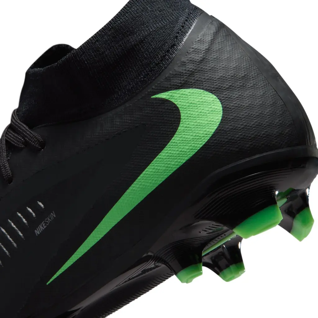 Nike Phantom 6 High Academy FG/MG schwarz-grün – Detailansicht Ferse