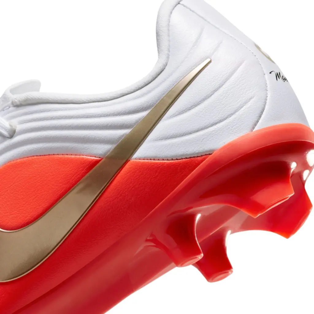 Nike Tiempo Maestro Academy Kinder FG/MG Fußballschuh weiß/rot Detailansicht Ferse
