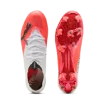 Puma Ultra Nitro 7 FG weiß-rot Fußballschuh, Ansicht von oben und unten