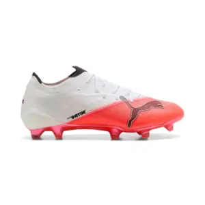 Puma Ultra Nitro 7 FG weiß-rot Fußballschuh, seitliche Ansicht