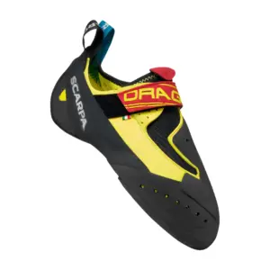 Scarpa Drago gelb schwarz Kletterschuh Detailansicht von vorne